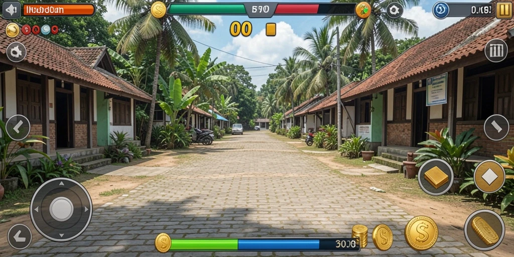 Menampilkan karakter utama dalam aksi.